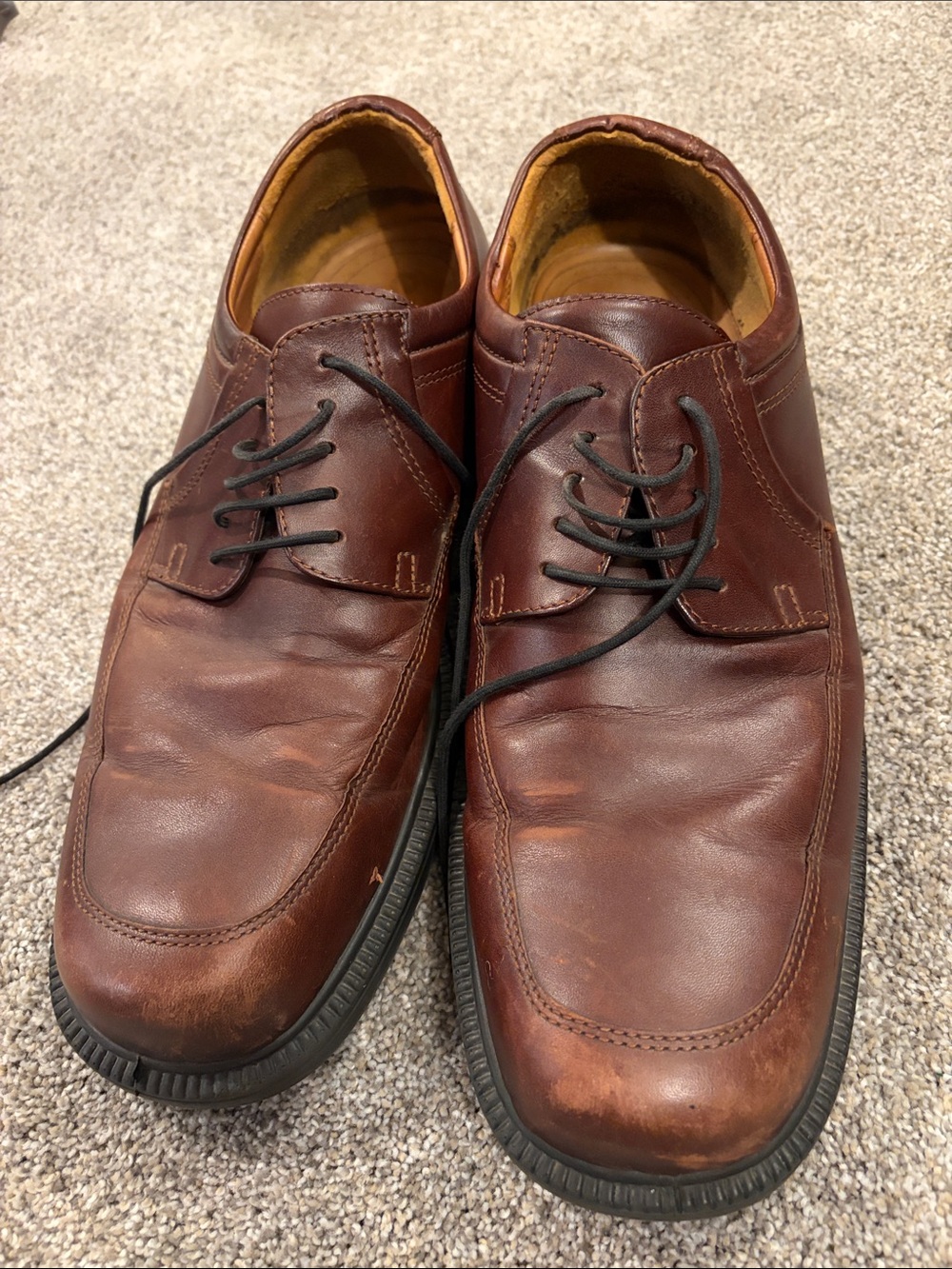 Ecco Brown Leather Derby Lace-Up Shoes